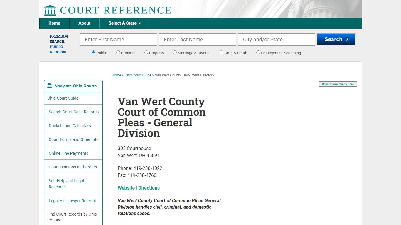 Van Wert County Court of Common Pleas - General Division