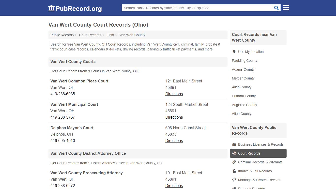 Free Van Wert County Court Records (Ohio Court Records)