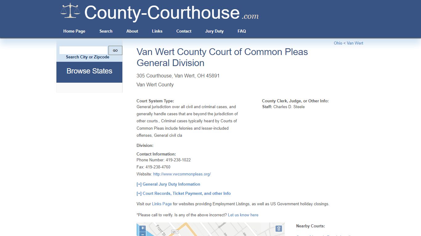 Van Wert County Court of Common Pleas General Division in ...